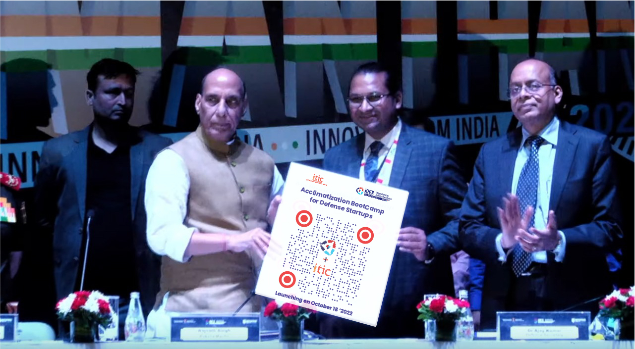 Hon’ble Defense Minister Shri Rajnath Singh launches Acclimatization BootCamp (ABC) for Defense Startups, a program by iTIC Incubator at IIT Hyderabad during DefExpo 2022 | Campusvarta