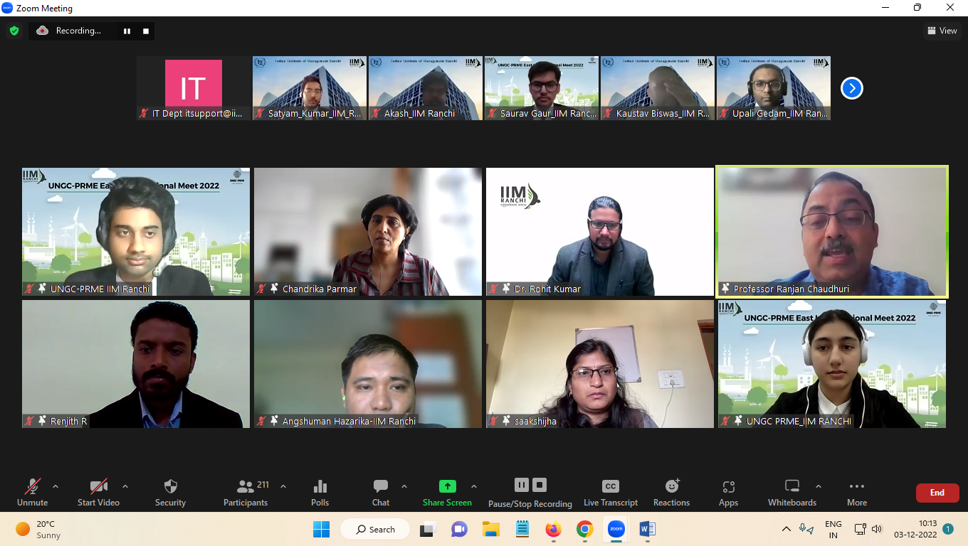 IIM Ranchi hosted its first-ever UNGC-PRME East India Regional Meet with the motto of enhancing partnership and collaboration | Campusvarta