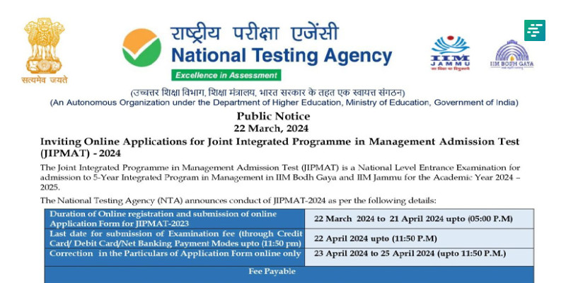 JIPMAT 2024: Exam On June 6, Registration Opens For IIM Jammu, and IIM Bodh Gaya Admissions | Campusvarta